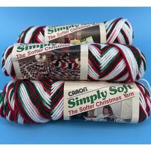 Lot of 5 Skeins Caron Simply Soft Christmas Ombre Yarn Vintage Red Green White